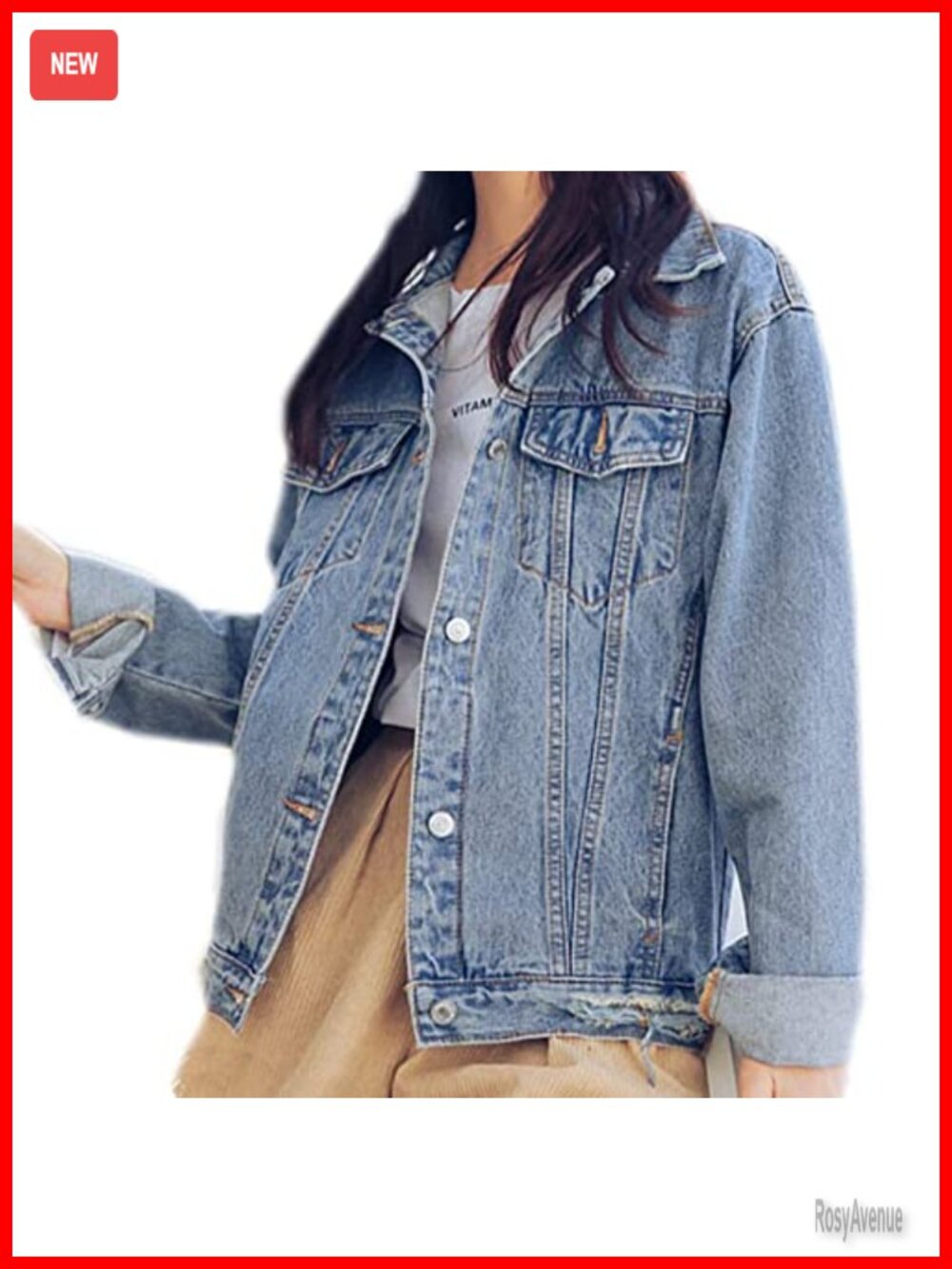 Oversized Distressed Denim Jacket Boyfriend Jean Coat Trucker